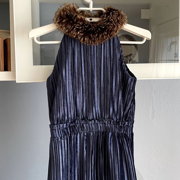 Janie And Jack Faux Fur Collar Velvet 